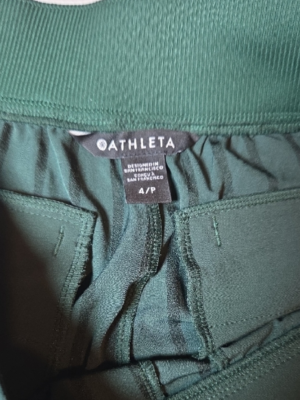 Athleta Forest Green Stretch Casual Pants,sz 4/p. - Picture 2 of 5
